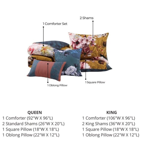 Bebejan Golden Bounty 5 Piece Reversible Cotton Comforter Set Full/Queen - Picture 3 of 3